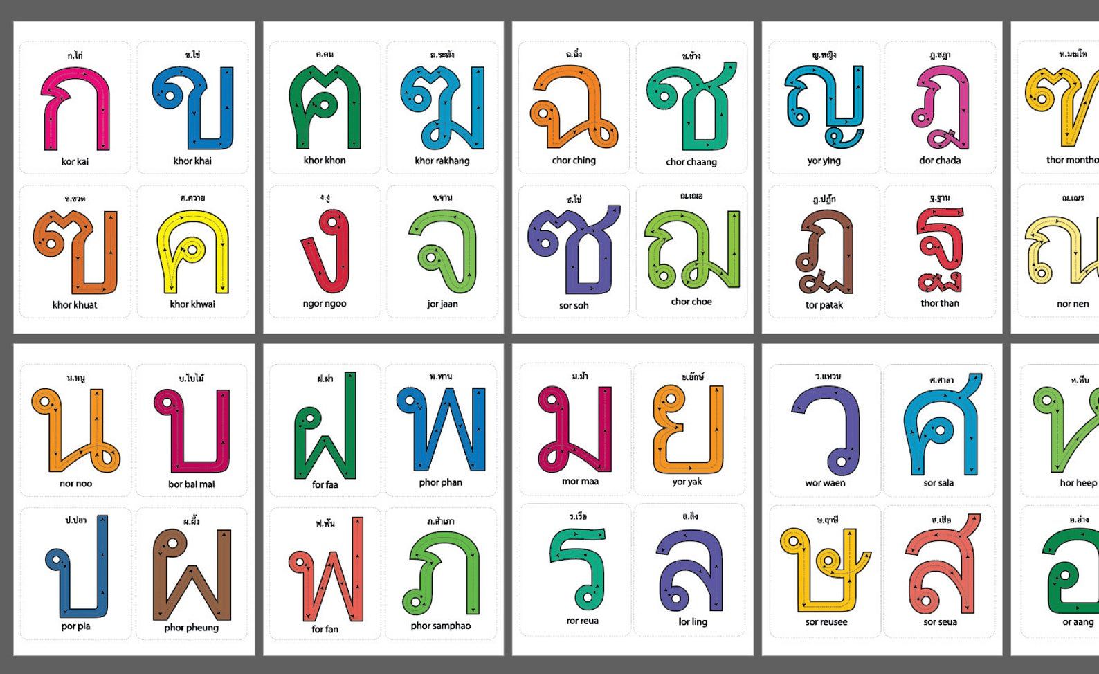 Detail Thai Alphabet Flash Cards Nomer 4