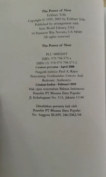 Detail The Power Of Now Pedoman Menuju Pencerahan Spiritual Eckhart Tolle Nomer 49