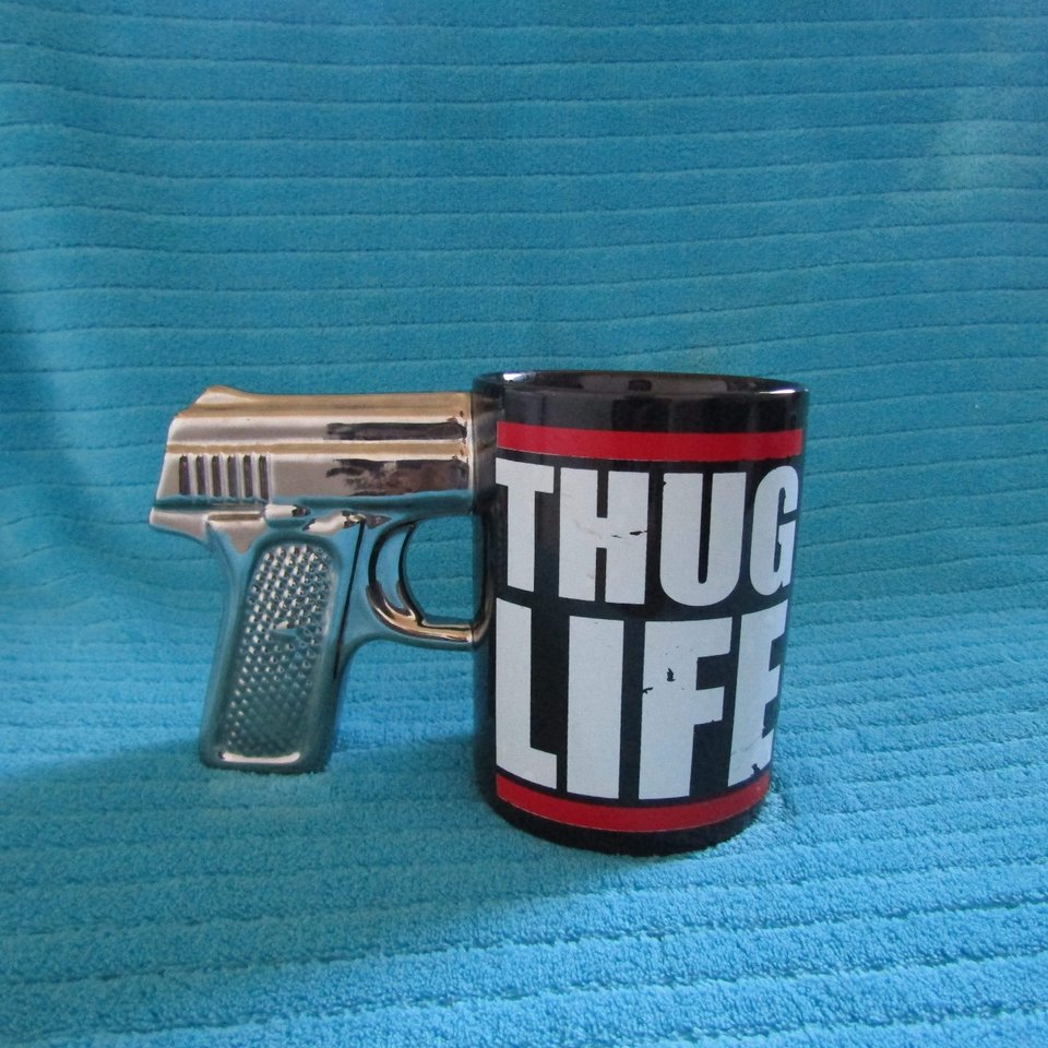 Detail Thug Life Mug With Gun Handle Nomer 8