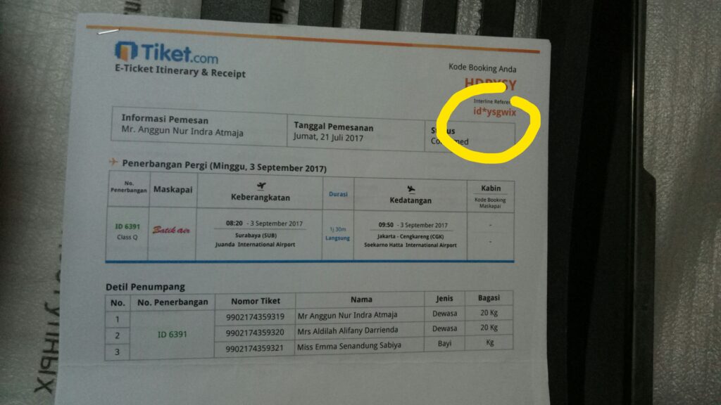 Detail Tiket Elektronik Pesawat Nomer 29