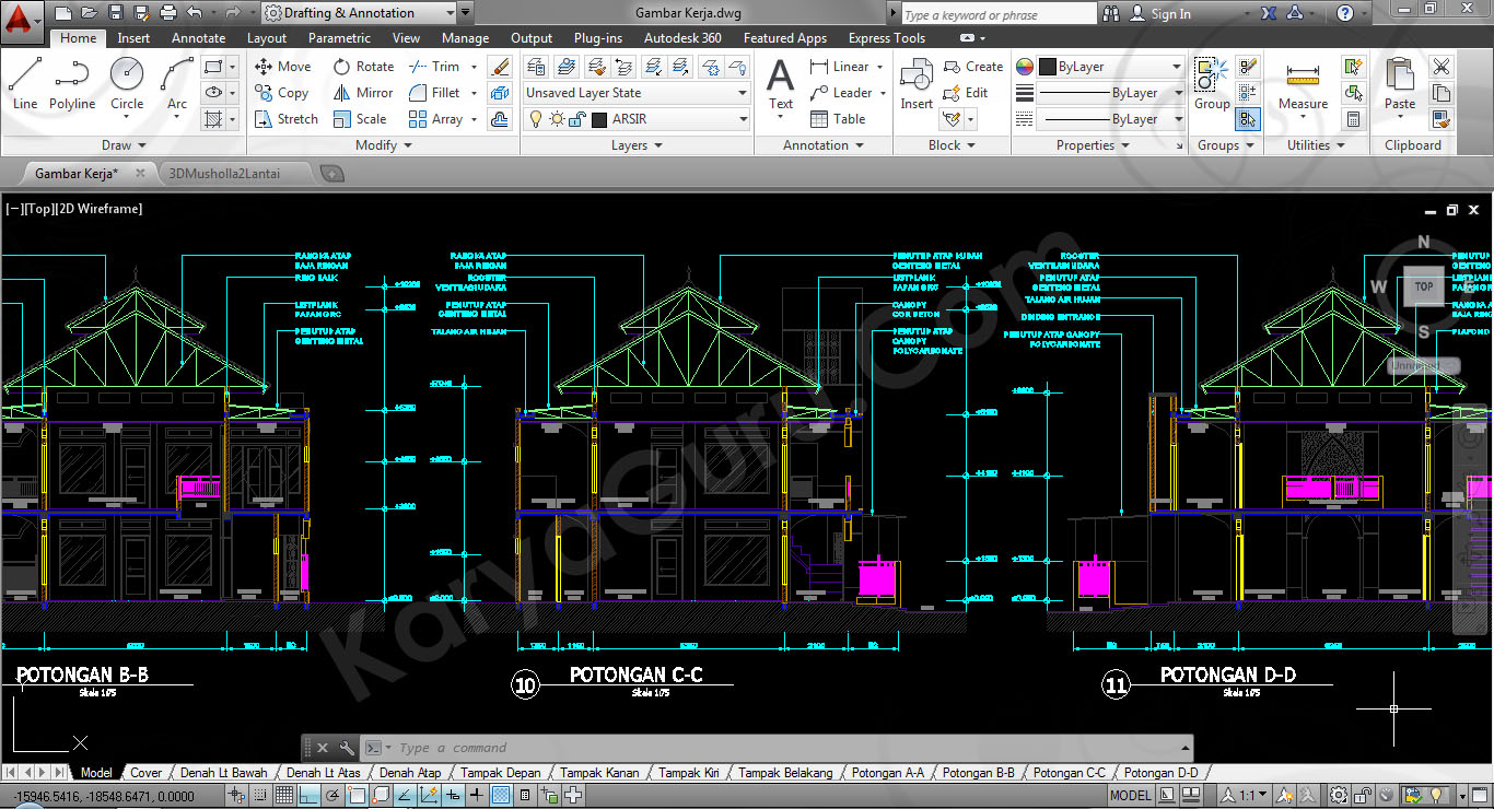 Detail Tinggi Mushola Gambar Kerja Nomer 3