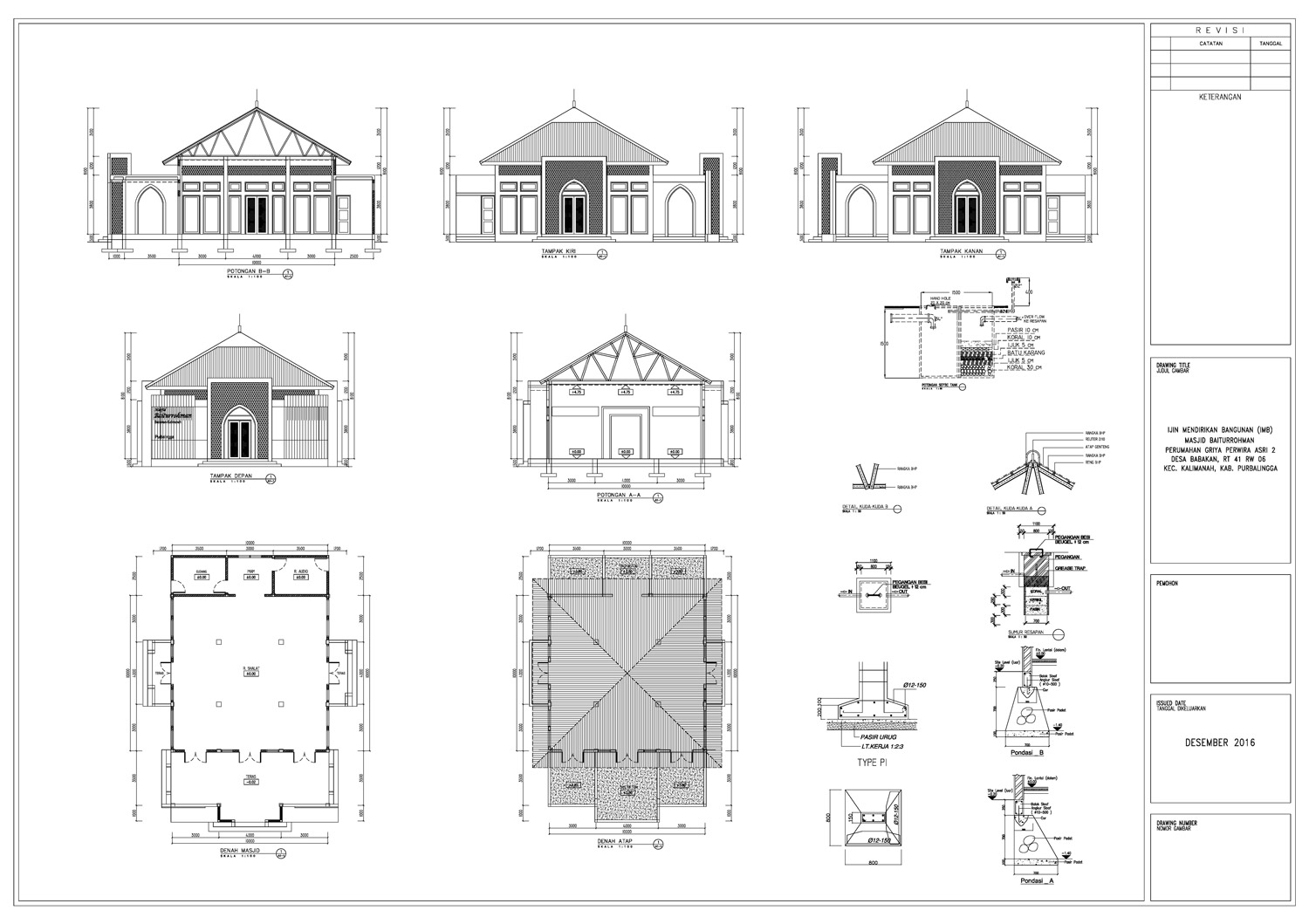 Detail Tinggi Mushola Gambar Kerja Nomer 5