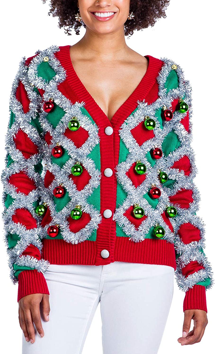 Detail Tinsel Ball Christmas Sweater Nomer 17