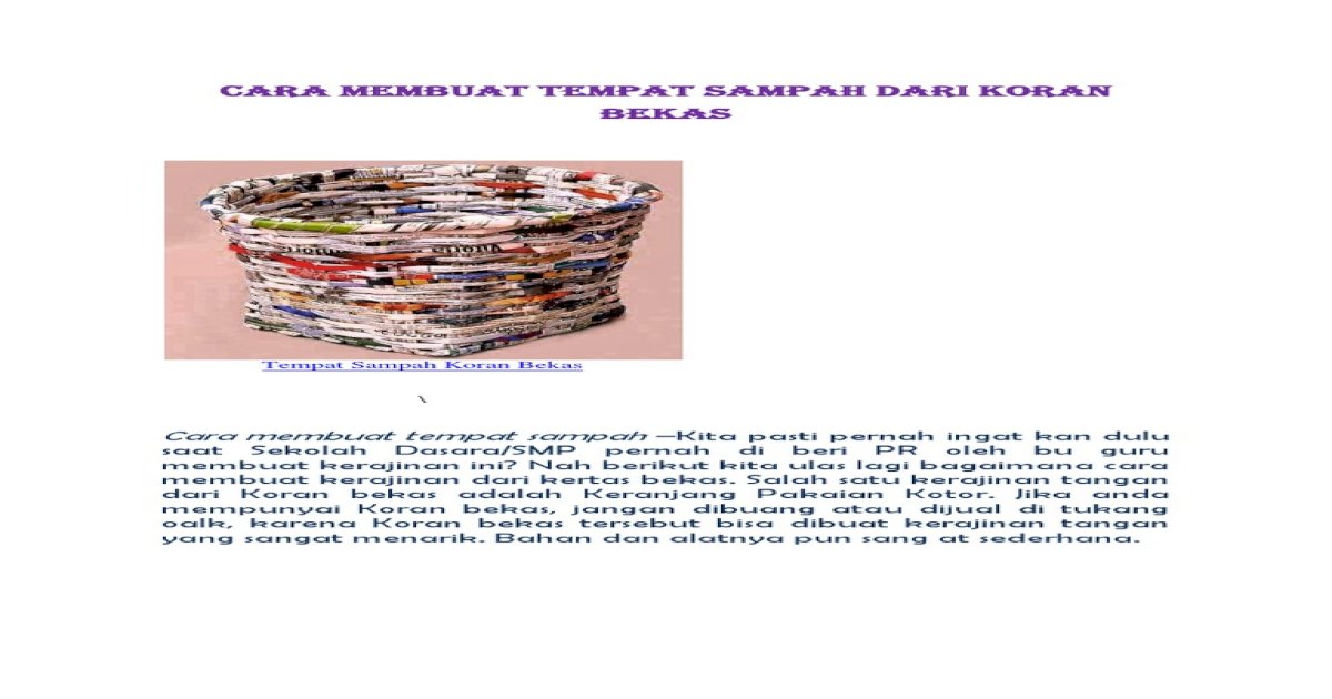 Detail Tong Sampah Dari Koran Nomer 44