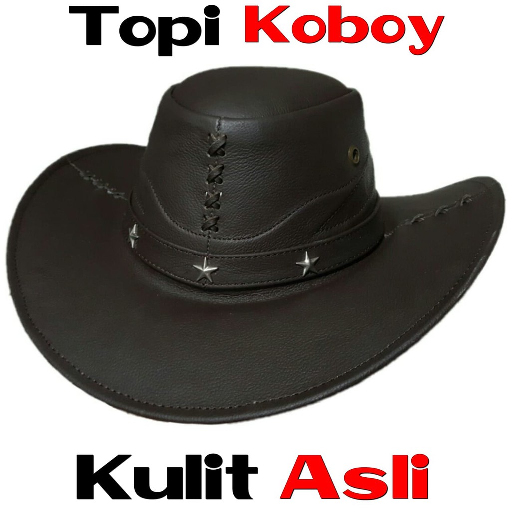 Detail Topi Cowboy Kulit Asli Nomer 20
