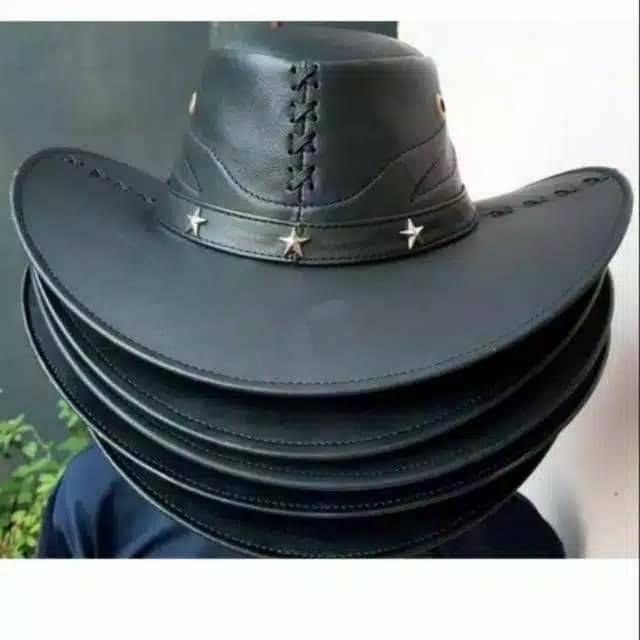 Detail Topi Cowboy Kulit Asli Nomer 46