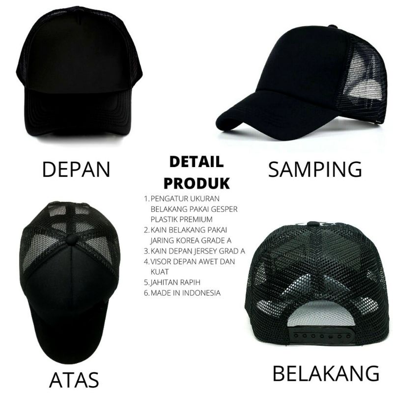 Detail Topi Hitam Polos Depan Belakang Nomer 16