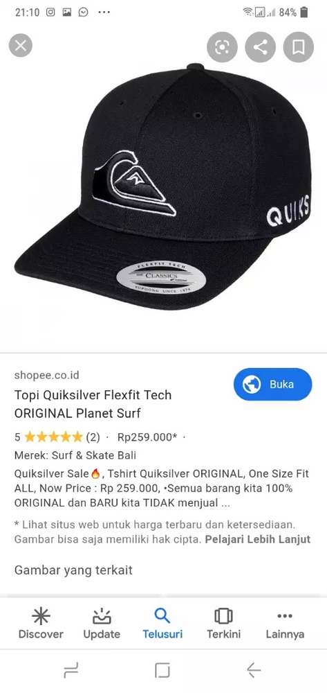 Detail Topi Quiksilver Nomer 40