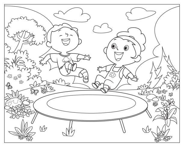Detail Trampoline Clipart Black And White Nomer 40