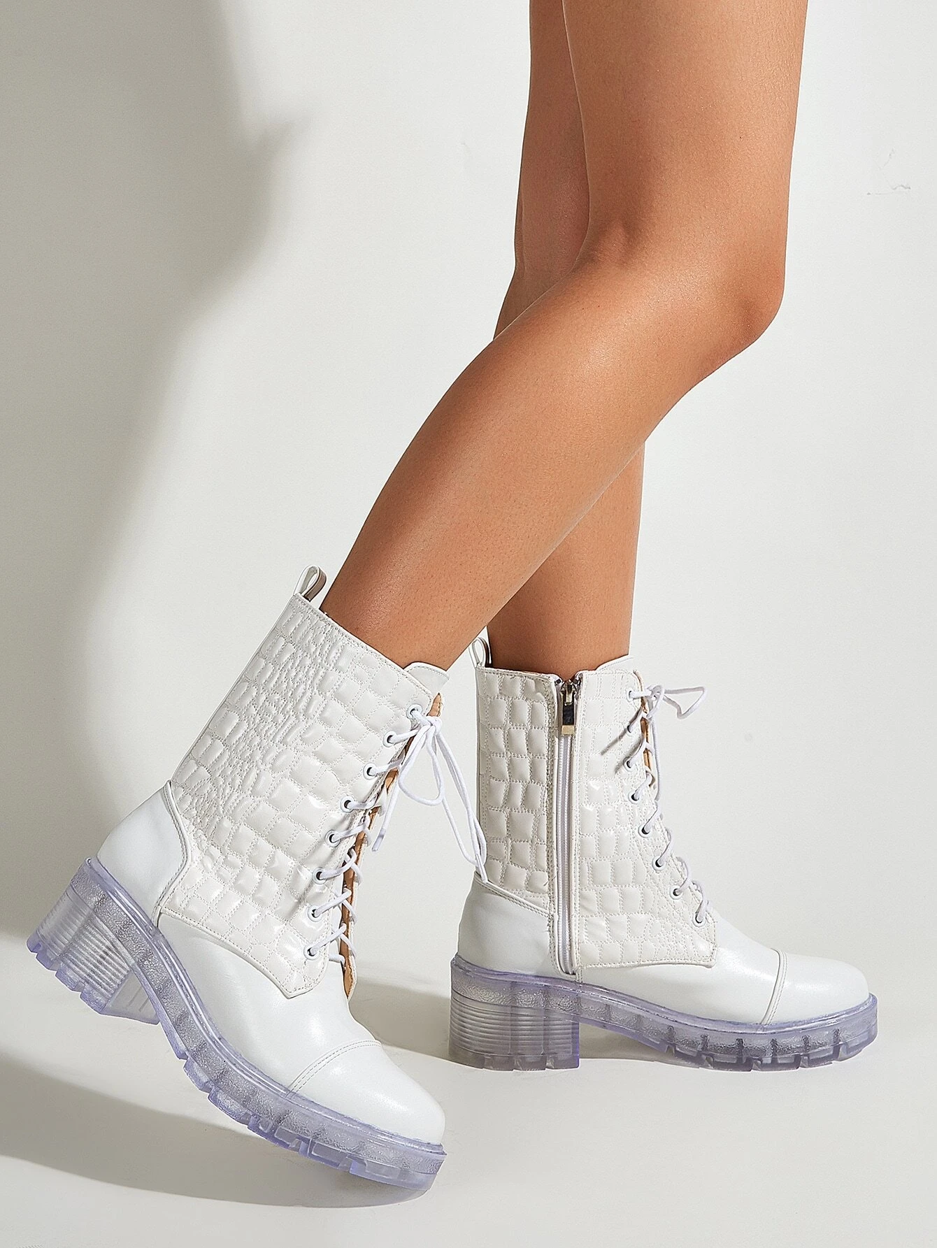 Detail Transparent Combat Boots Nomer 44