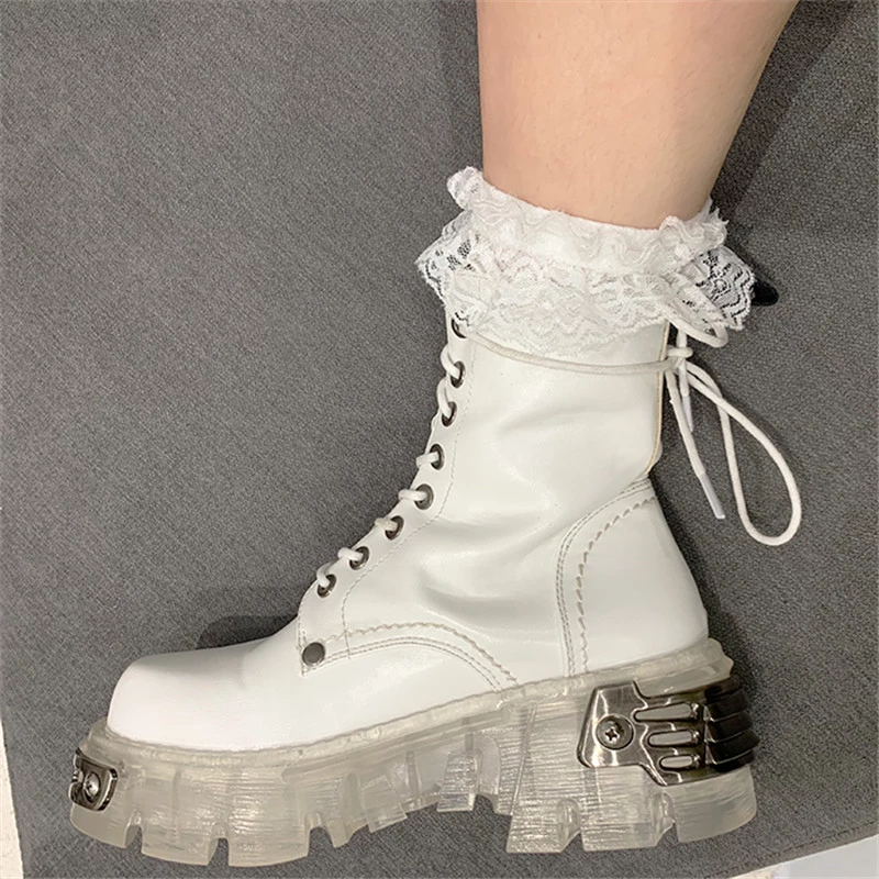 Detail Transparent Combat Boots Nomer 46