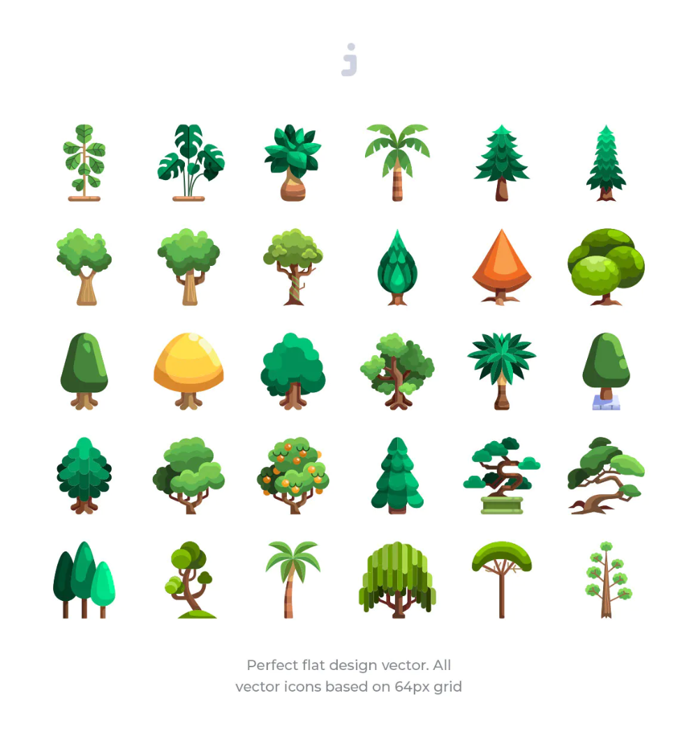 Detail Tree Flat Design Png Nomer 20