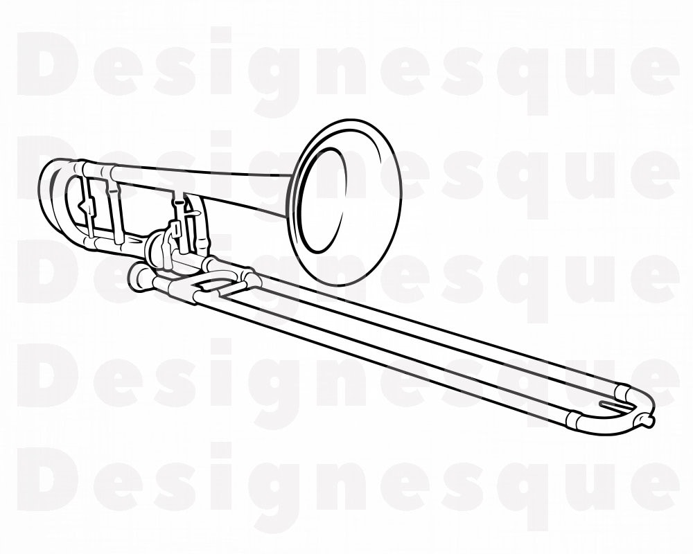 Detail Trombone Clipart Black And White Nomer 46