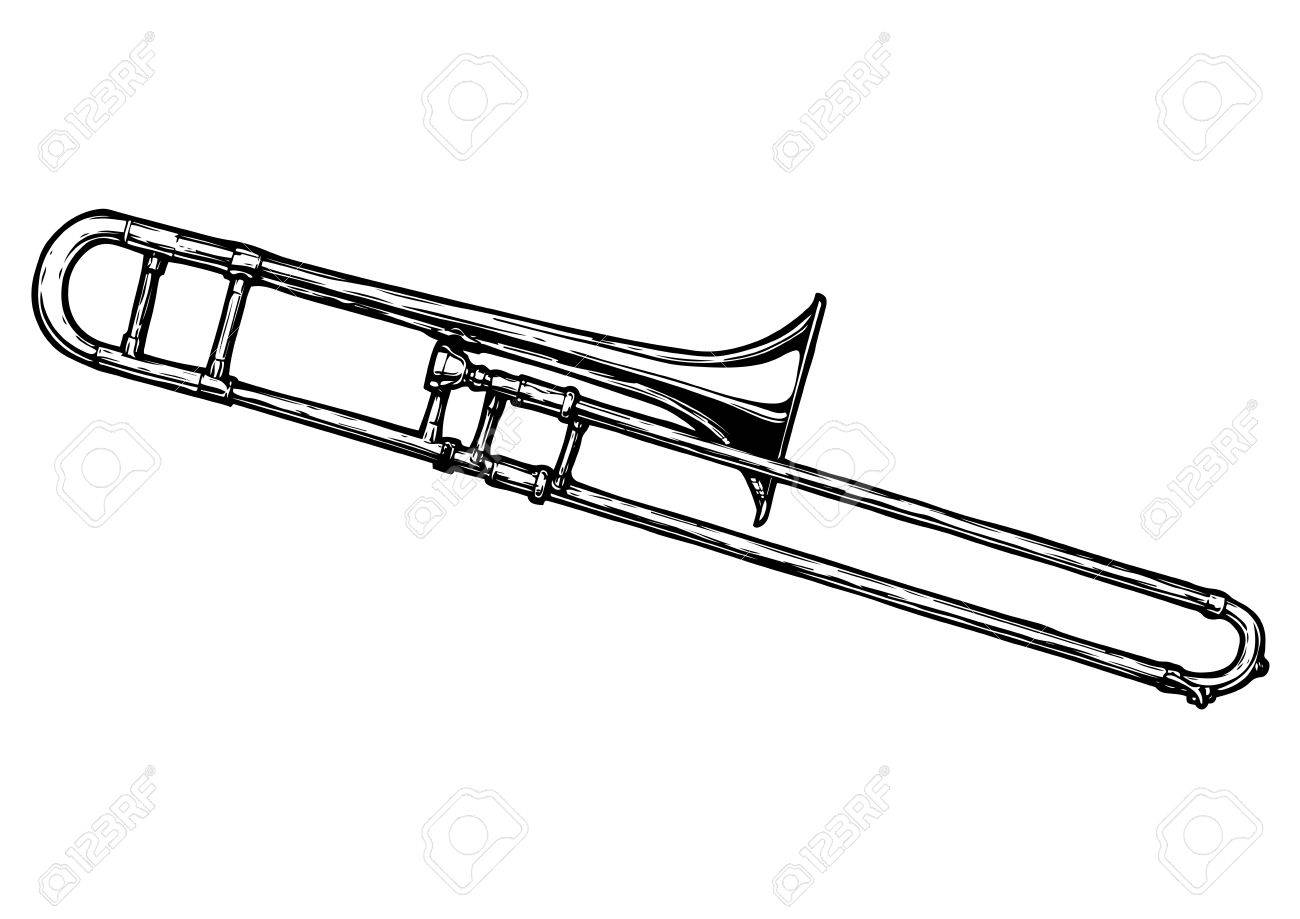 Detail Trombone Clipart Black And White Nomer 7