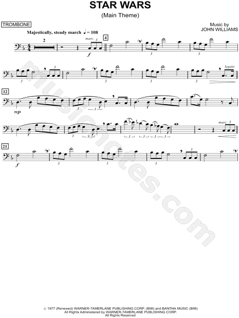 Trombone Notes For Star Wars - KibrisPDR