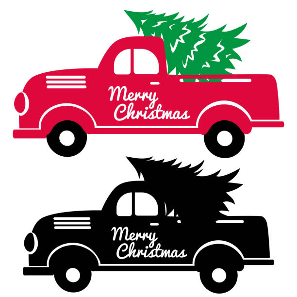 Detail Truck With Christmas Tree Clipart Black And White Nomer 19