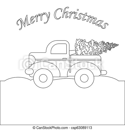Detail Truck With Christmas Tree Clipart Black And White Nomer 24