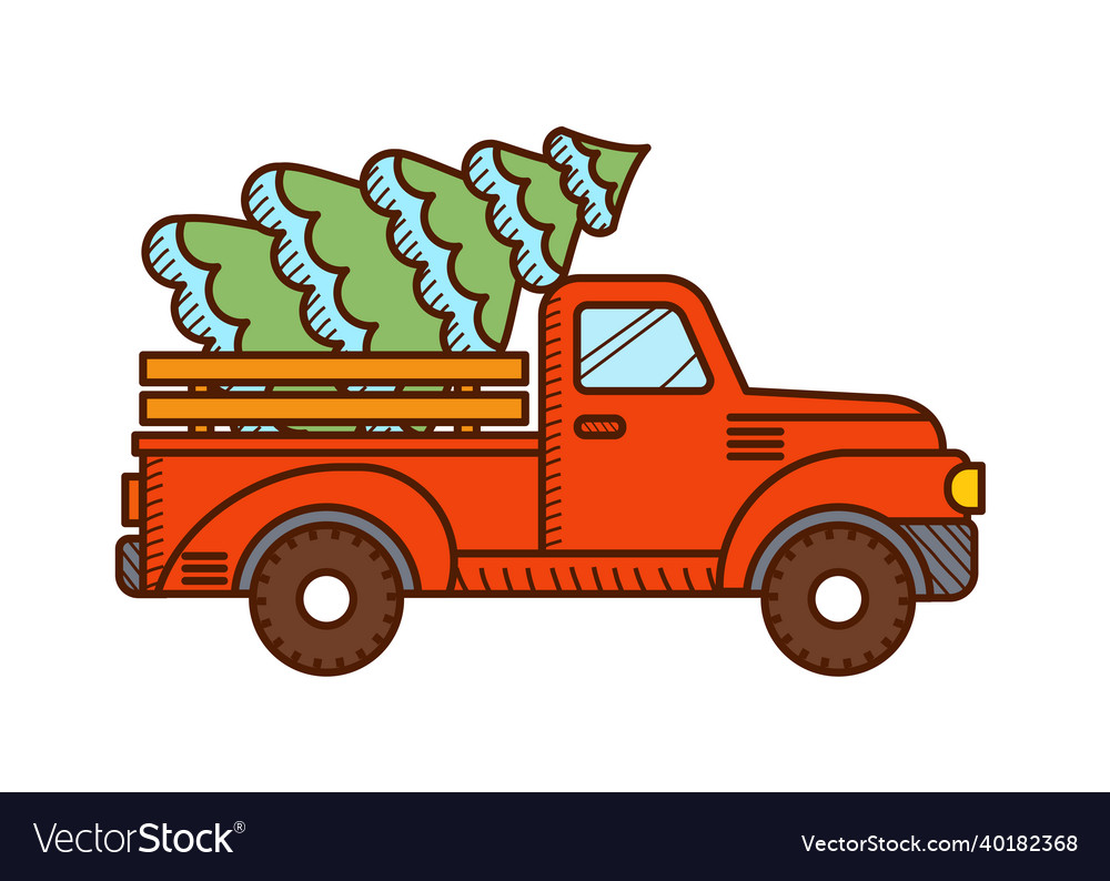 Detail Truck With Christmas Tree Clipart Black And White Nomer 41