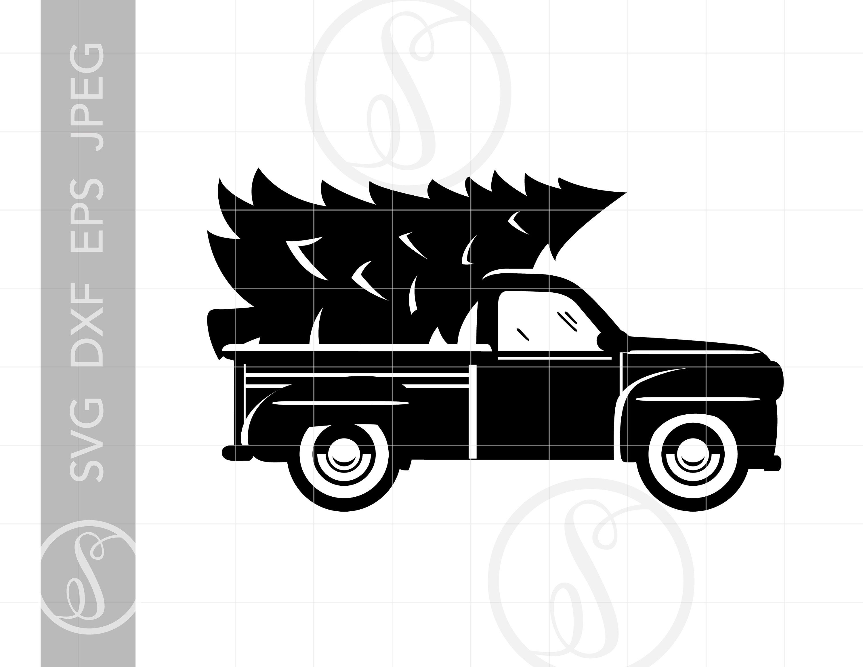Detail Truck With Christmas Tree Clipart Black And White Nomer 6