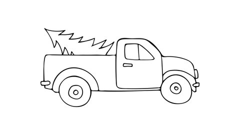 Detail Truck With Christmas Tree Clipart Black And White Nomer 47