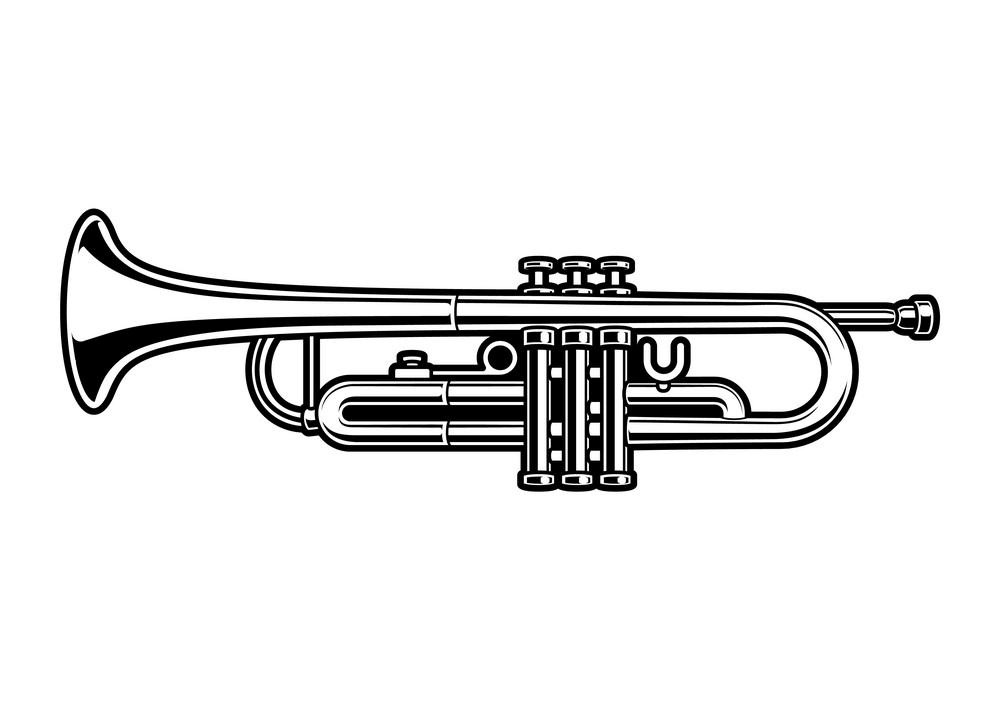 Detail Trumpet Black And White Clipart Nomer 2