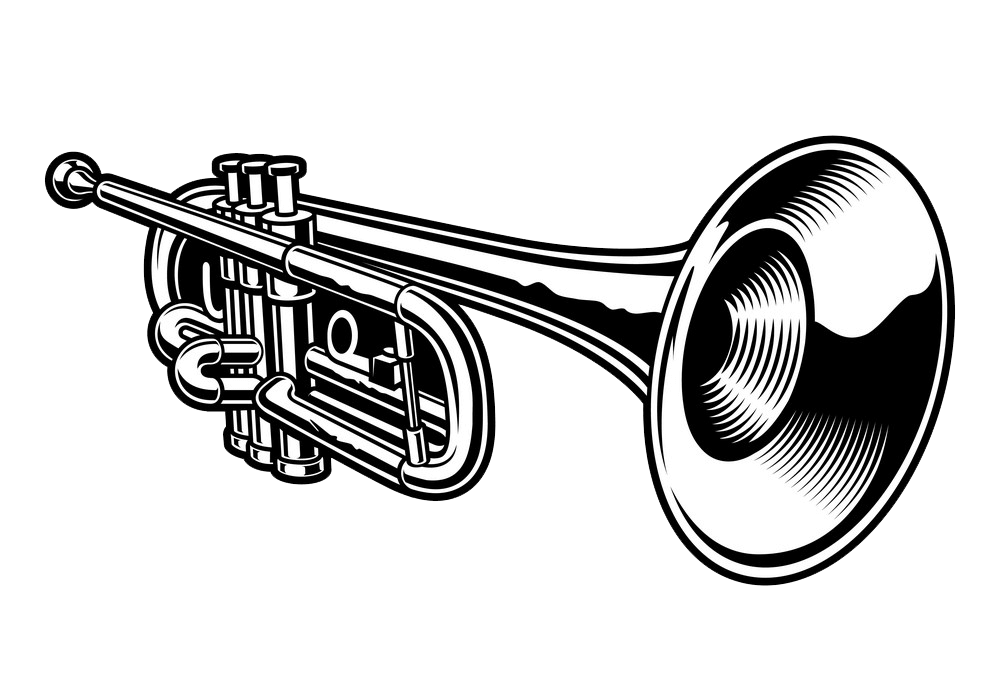 Detail Trumpet Black And White Clipart Nomer 12