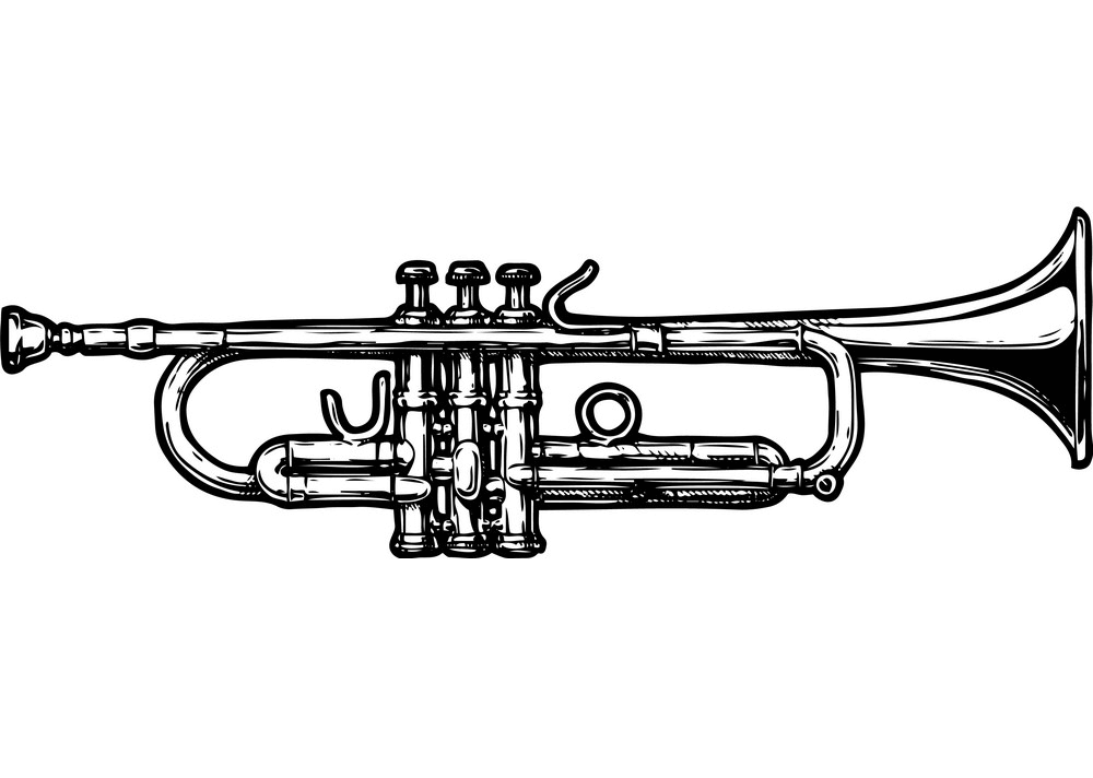 Detail Trumpet Black And White Clipart Nomer 13