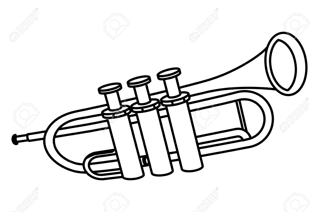 Detail Trumpet Black And White Clipart Nomer 14