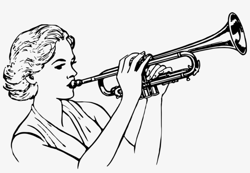 Detail Trumpet Black And White Clipart Nomer 16