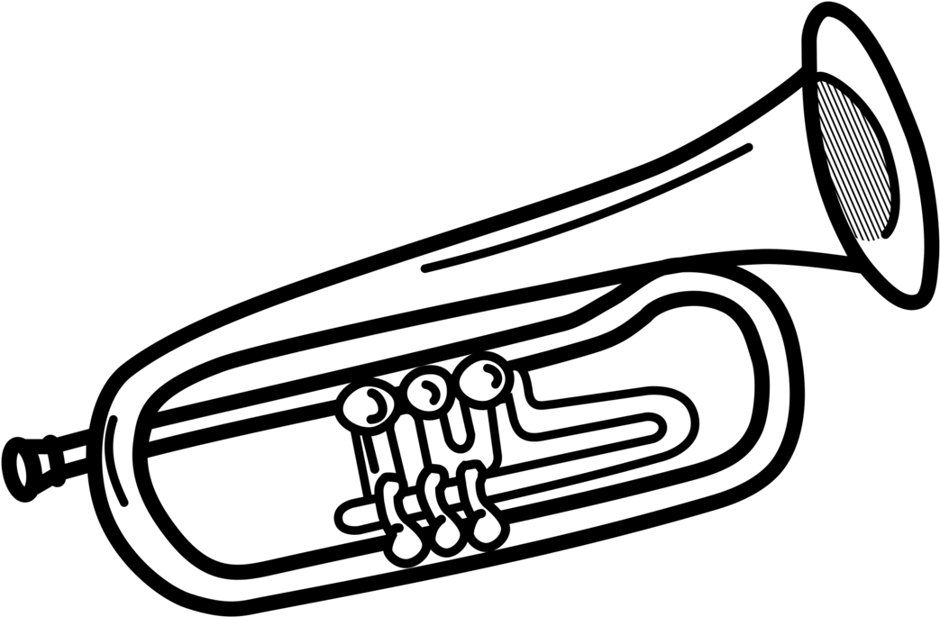 Detail Trumpet Black And White Clipart Nomer 3