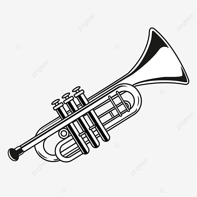 Detail Trumpet Black And White Clipart Nomer 28