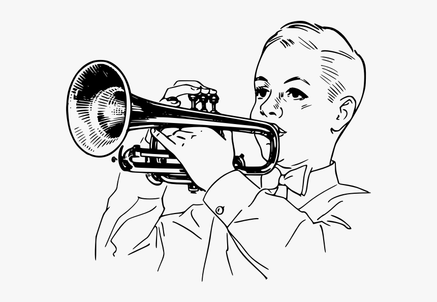 Detail Trumpet Black And White Clipart Nomer 37