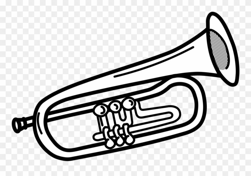 Detail Trumpet Black And White Clipart Nomer 4