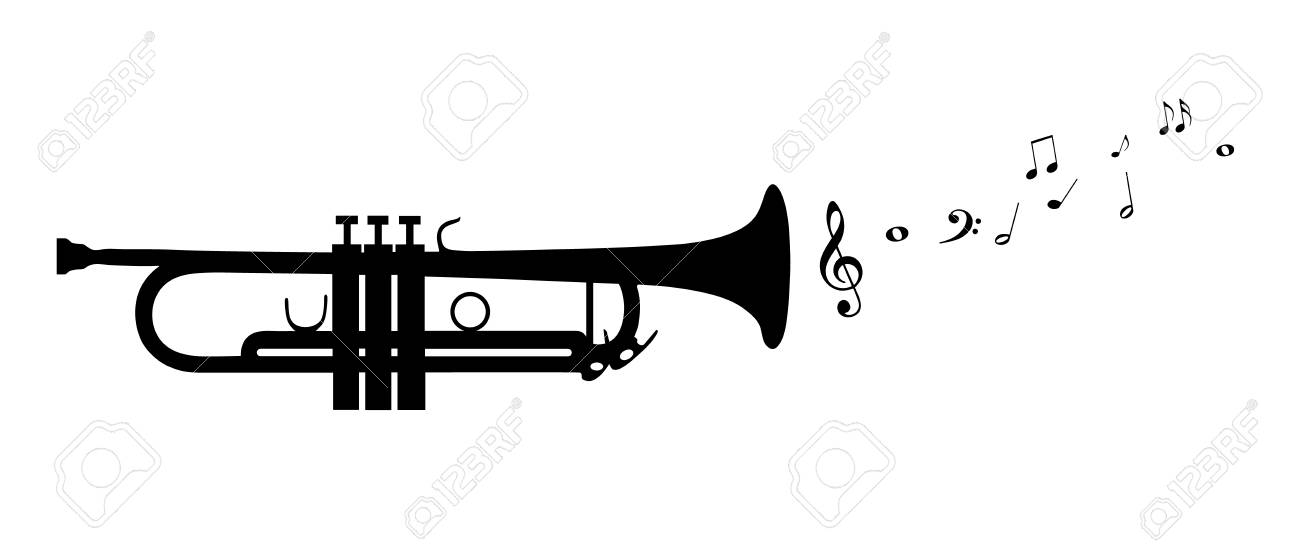 Detail Trumpet Black And White Clipart Nomer 43