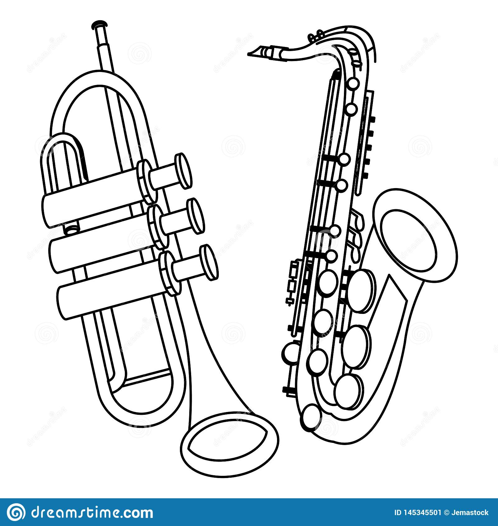 Detail Trumpet Black And White Clipart Nomer 6