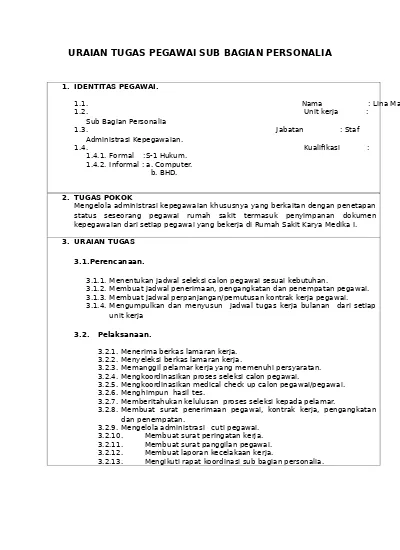 Detail Tugas Personalia Rumah Sakit Nomer 5