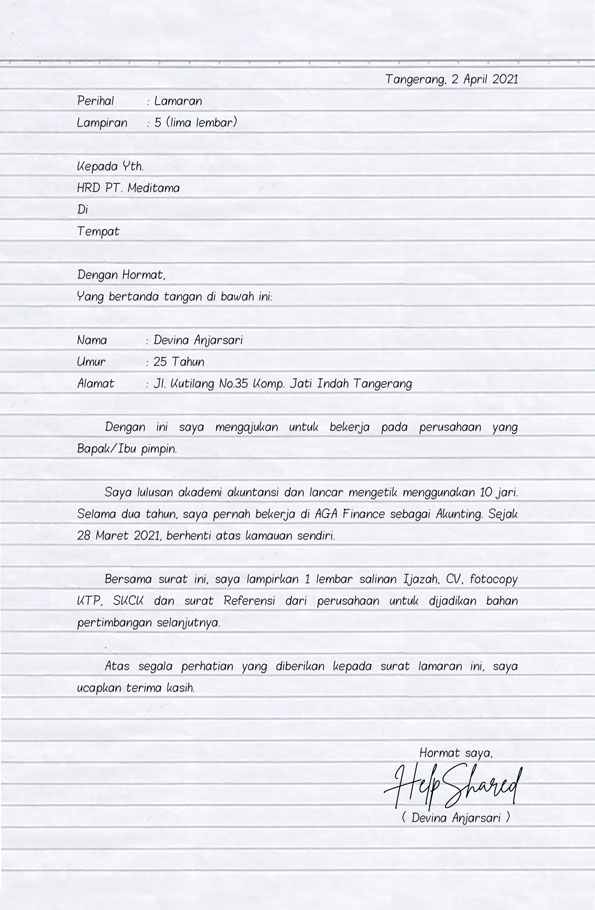 Detail Tulis Surat Lamaran Kerja Nomer 14