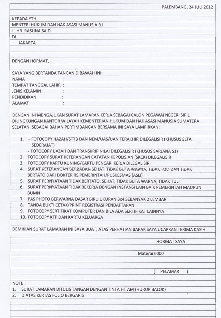 Detail Tulis Tangan Sederhana Contoh Surat Lamaran Kerja Nomer 16