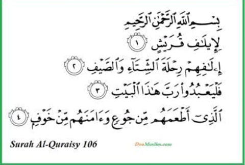 Detail Tulisan Arab Surat Al Quraisy Nomer 8