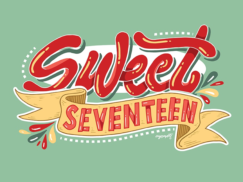 Detail Tulisan Happy Sweet Seventeen Nomer 6