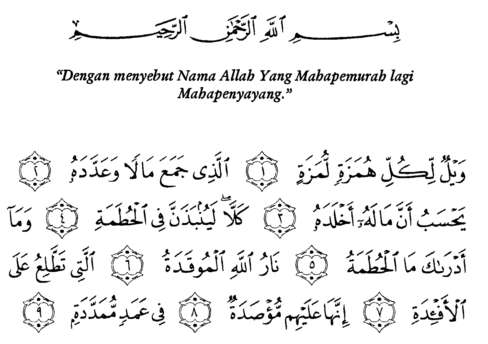 Detail Tulisan Surat Al Humazah Nomer 6