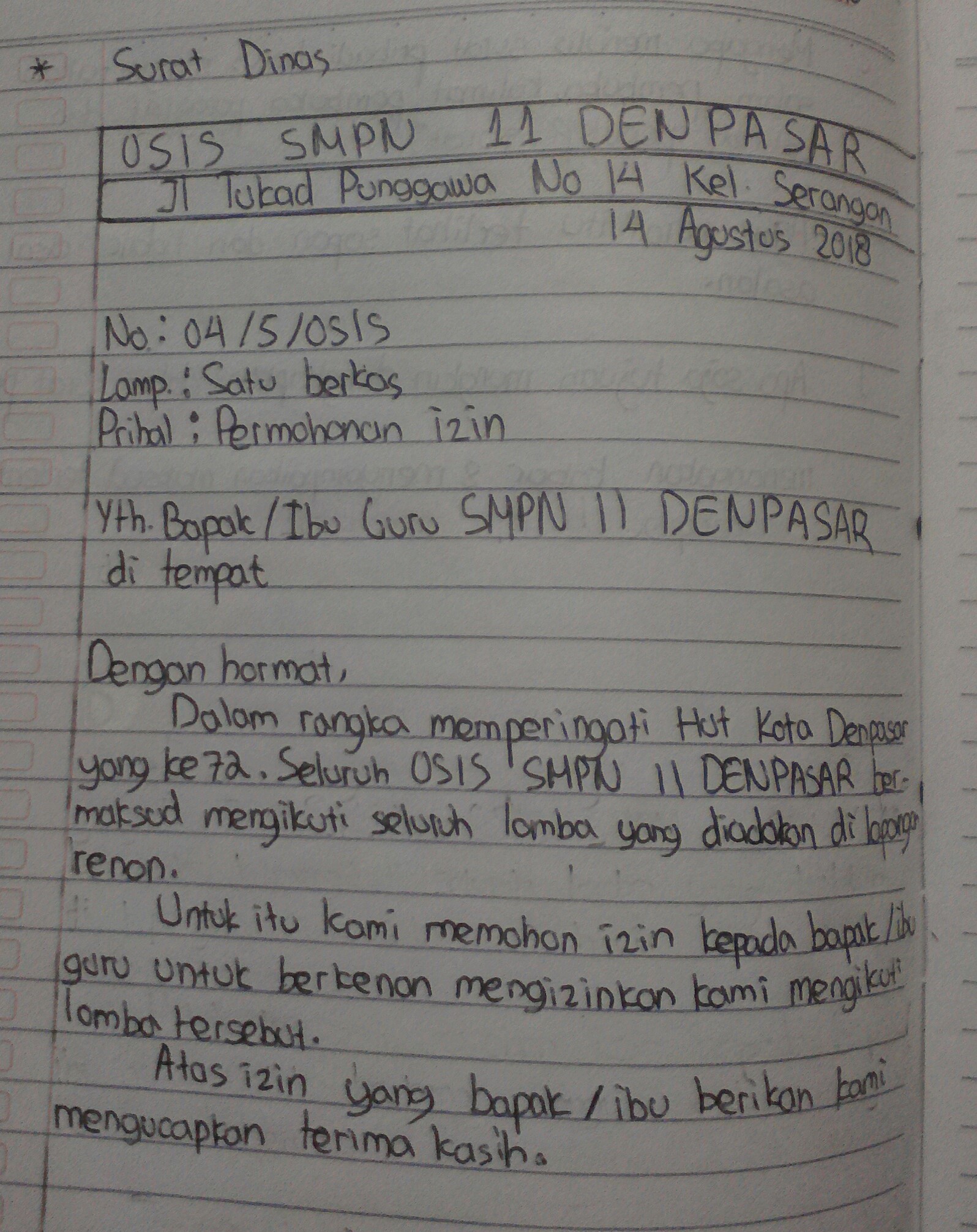 Detail Tuliskan Contoh Surat Dinas Nomer 2