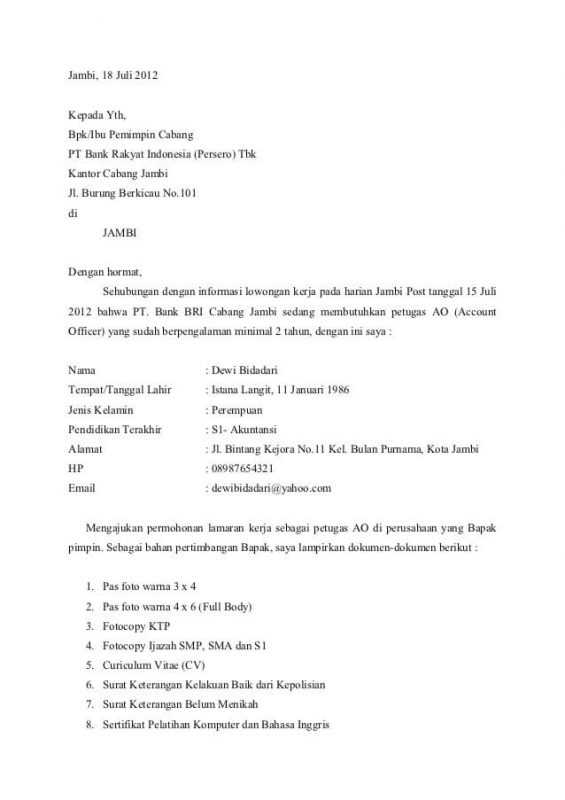 Detail Tuliskan Contoh Surat Lamaran Pekerjaan Nomer 19