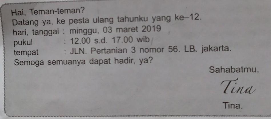 Detail Tuliskan Contoh Surat Undangan Ulang Tahun Nomer 52