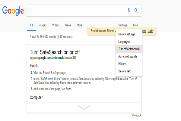 Detail Turn Off Safe Search Nomer 16