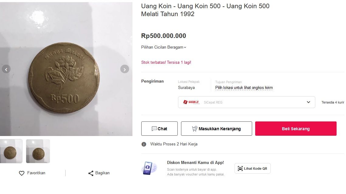 Detail Uang Koin 500 Gambar Melati Nomer 25