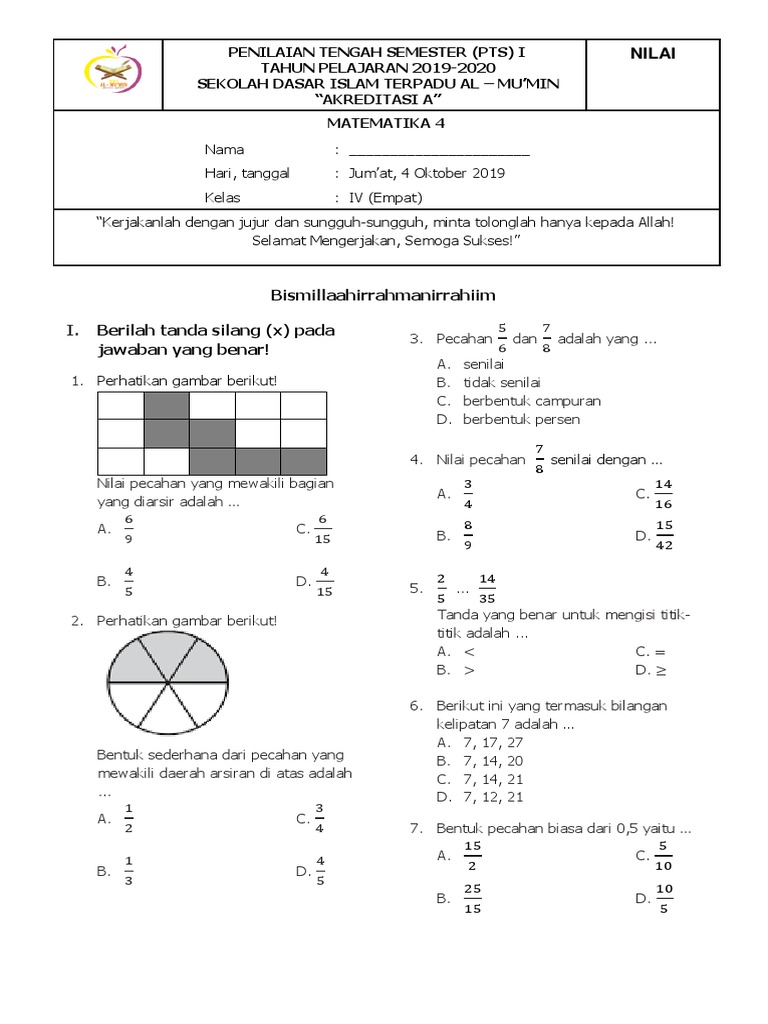 Detail Uh Gambar Pecahan Senilai Kelas 4 Nomer 26