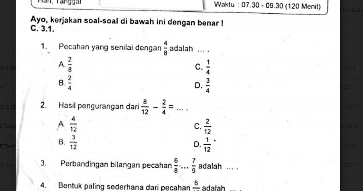 Detail Uh Gambar Pecahan Senilai Kelas 4 Nomer 41