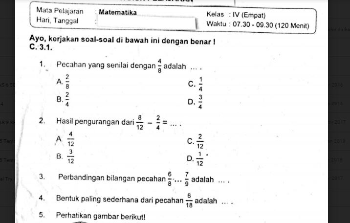 Detail Uh Gambar Pecahan Senilai Kelas 4 Nomer 47