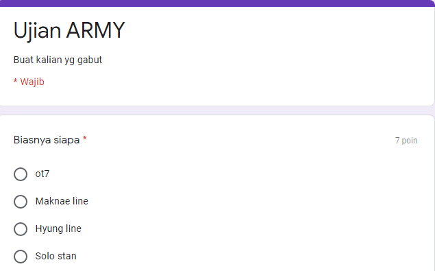 Detail Ujian Army Bts Docs Google Com Nomer 3